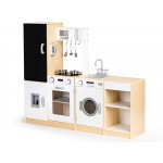 Bucatarie modulara XXL din lemn de joaca copii cu 4 piese interschimbabile cu tabla de scris Led-uri si masina de spalat Bucatarie modulara XXL din lemn de joaca copii cu 4 piese interschimbabile cu tabla de scris Led-uri si masina de spalat